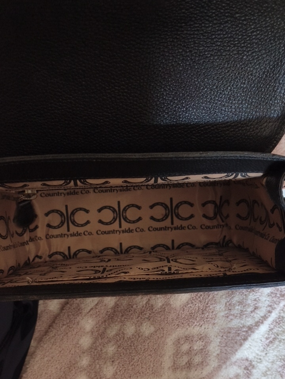 Western Black & Cream Tooled Leather Crossbody Bag - Picture 4 of 5